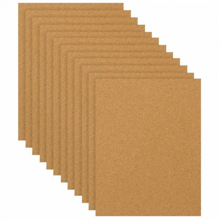 Tradineur - Pack de 12 Láminas de corcho - Grosor de 3 mm - Ideal para decoración, manualidades y organización - 20 x 30 cm 