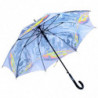 Tradineur - Paraguas largo gris con estampado de ciudades, poliéster, mango de plástico, automático, antiviento, 8 varillas de f