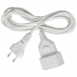 Tradineur - Cable alargador para Enchufe Plano, 2.5A, 250V, máx. 600W, Uso Interior, Incluye protección Infantil, hogar, Oficina