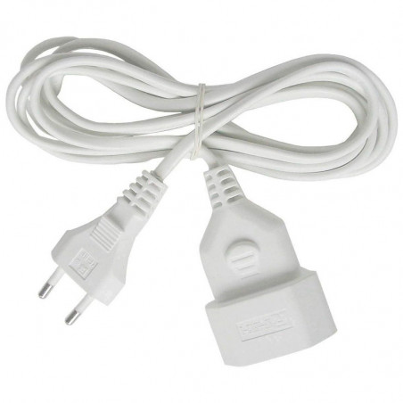 Tradineur - Cable alargador para Enchufe Plano, 2.5A, 250V, máx. 600W, Uso Interior, Incluye protección Infantil, hogar, Oficina