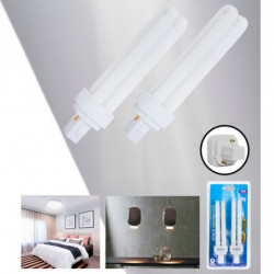 Tradineur - Pack de 2 bombillas de bajo consumo, 2 pines y 2 tubos, G24D-3, 26W equivalente a 130W, 1350 lúmenes, 6400K, luz bla