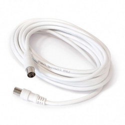 Tradineur - Cable para antena de Televisión - Longitud de 10 Metros - Salidas macho y Hembra - Cable Coaxial - Color Blanco