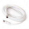Tradineur - Cable para antena de Televisión - Longitud de 10 Metros - Salidas macho y Hembra - Cable Coaxial - Color Blanco