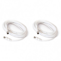 Tradineur - Cable para antena de Televisión - Longitud de 2 Metros - Salidas macho y Hembra - Cable coaxial - Color Blanco