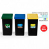 Tradineur - Set de 3 Cubos de Reciclaje - Verde (Vidrio), Amarillo (Envases) y Azul (Papel) - Capacidad: 28 litros - Plástico -