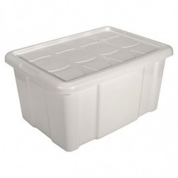 Tradineur - Caja de almacenaje con tapa N.º 18 - Fabricado en plástico - Capacidad de 60 L - Ideal para multiusos, ordenación y