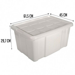 Tradineur - Caja de almacenaje con tapa N.º 18 - Fabricado en plástico - Capacidad de 60 L - Ideal para multiusos, ordenación y