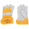 Tradineur - Guantes de trabajo, tela y cuero resistente, protección, bricolaje, seguridad, jardinería (Gris y naranja - Talla 10