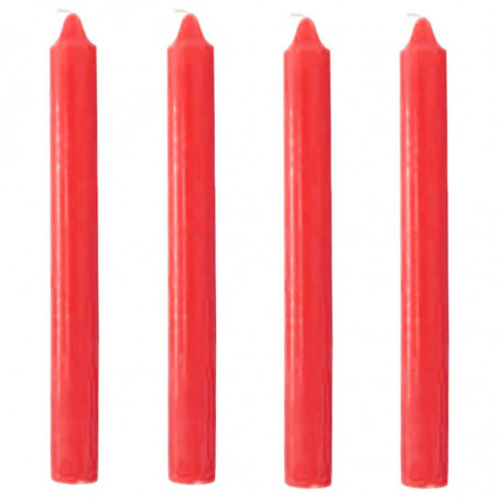 Tradineur - Pack de 4 velas alargadas, cirios de mesa cilíndricos, parafina y mecha de algodón, sin perfume, rituales y ceremoni