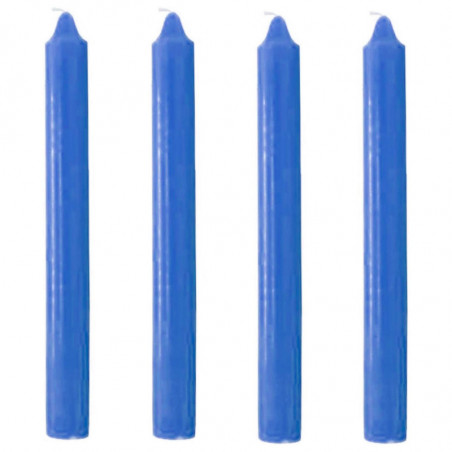 Tradineur - Pack de 4 velas alargadas, cirios de mesa cilíndricos, parafina y mecha de algodón, sin perfume, rituales y ceremoni