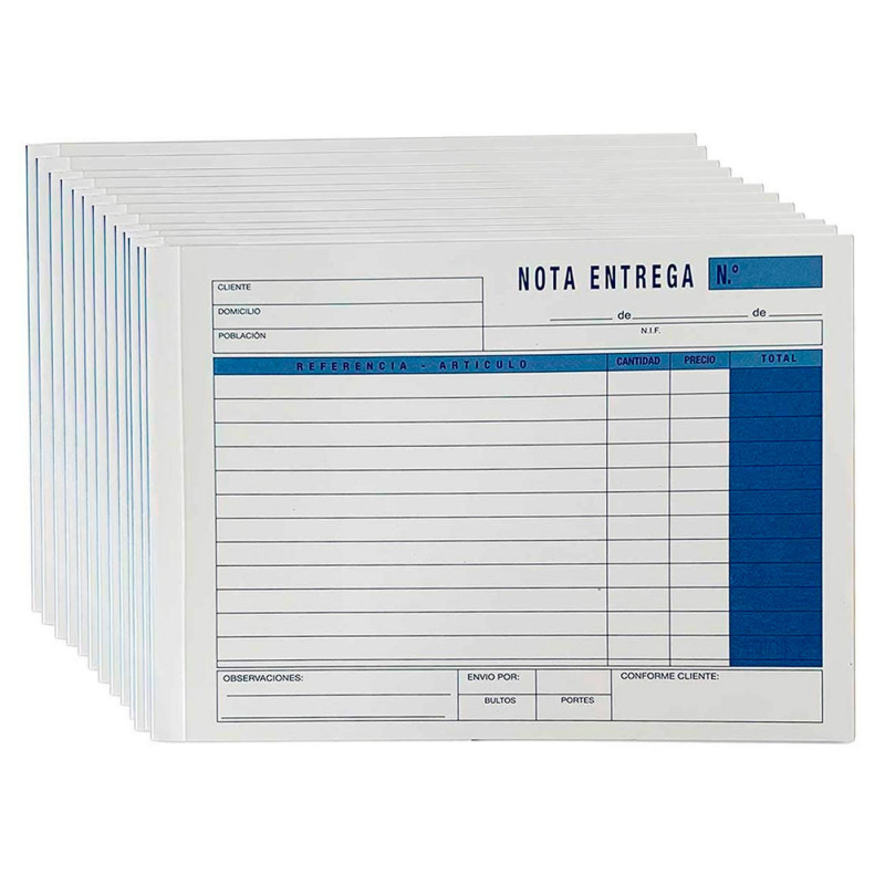 Tradineur - Pack de 12 talonarios de notas de entrega, 50 hojas, 25 juegos original + copia, autocopiativas, matriz de corte y t