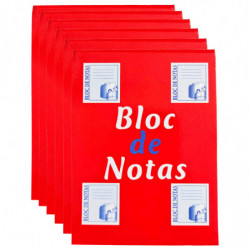 Tradineur - Pack de 6 tacos de notas blancas, 125 hojas lisas, incluyen matriz de corte y tapas de cartón, anotaciones - 120 x 8