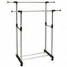 Tradineur - Perchero burro doble extensible con ruedas, acero y plástico, altura y anchura regulables, fácil montaje, 85-140 x 9