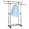 Tradineur - Perchero burro doble extensible con ruedas, acero y plástico, altura y anchura regulables, fácil montaje, 85-140 x 9