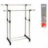 Tradineur - Perchero burro doble extensible con ruedas, acero y plástico, altura y anchura regulables, fácil montaje, 85-140 x 9
