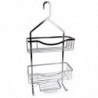 Tradineur - Estantería de baño de metal cromado, 3 niveles y gancho para colgar, organizador de productos de aseo, higiene, pare