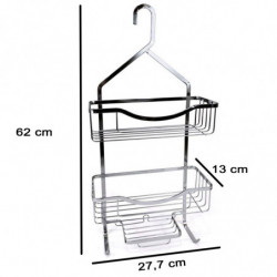 Tradineur - Estantería de baño de metal cromado, 3 niveles y gancho para colgar, organizador de productos de aseo, higiene, pare