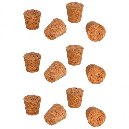 Tradineur - Pack de 12 tapones cónicos de corcho para botellas, garrafas, botes, frascos, bar, restaurante, vino, aceite - 30 x