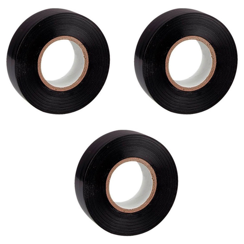 Tradineur - Pack de 3 cintas aislantes adhesivas, pvc, instalaciones eléctricas, reparar, proteger y agrupar cables, bricolaje ( Tradineur - Pack de 3 cintas aislantes adhesivas, pvc, instalaciones eléctricas, reparar, proteger y agrupar cables, bricolaje (