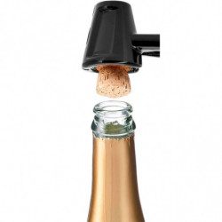 Tradineur - Cascanueces metálico, abrebotellas con cabezal cónico, 2 en 1, rompenueces, abridor, apto para lavavajillas (Negro -