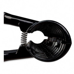 Tradineur - Cascanueces metálico, abrebotellas con cabezal cónico, 2 en 1, rompenueces, abridor, apto para lavavajillas (Negro -