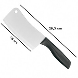 Tradineur - Cuchillo ancho de carnicero, hoja de acero inoxidable de 15 cm, mango ergonómico, corte de huesos y carne, cocina -
