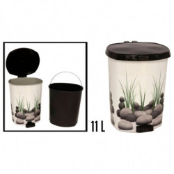 Tradineur - Papelera con pedal Diseño Zen (11 L) - Fabricado en Plástico - Capacidad de 11 Litros - Cubo interno Extraíble - 33