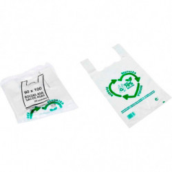 Tradineur - Pack de 25 bolsas de plástico tipo camiseta, reutilizables, gran resistencia, cumplen normativa, aptas para uso alim