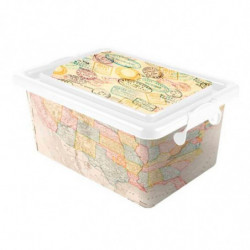 Tradineur - Caja de almacenamiento - Diseño de Mapa Mundi - Capacidad de 3,7 Litros - Fabricado en España - Contenedor para alma