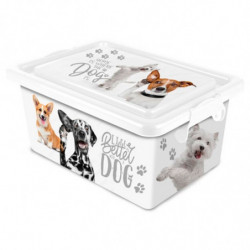 Tradineur - Caja de almacenamiento - Diseño de Perro Blanco - Capacidad de 23 Litros - Fabricado en España - Contenedor para alm