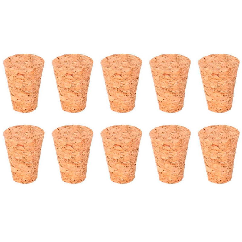 Tradineur - Pack de 10 tapones cónicos de corcho para cerrar botellas de cristal, botes, frascos, vino, aceite, bares, restauran Tradineur - Pack de 10 tapones cónicos de corcho para cerrar botellas de cristal, botes, frascos, vino, aceite, bares, restauran