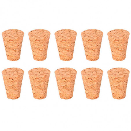 Tradineur - Pack de 10 tapones cónicos de corcho para cerrar botellas de cristal, botes, frascos, vino, aceite, bares, restauran