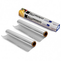 Tradineur - Pack de 2 Rollos de papel de aluminio para la cocina - Fabricado en España - Uso Alimentario - Longitud de 10 Metros