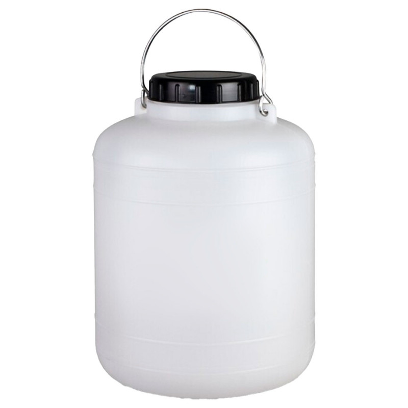 Tradineur - Bidón / Barril cilíndrico de 20 Litros con asa metalica para el almacenamiento de alimentos - Incluye tapa y obturad Tradineur - Bidón / Barril cilíndrico de 20 Litros con asa metalica para el almacenamiento de alimentos - Incluye tapa y obturad
