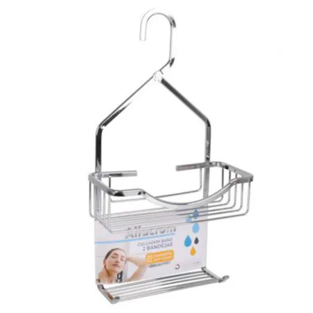Estantería baño estantería ducha sin taladro 2 niveles aluminio 49,5 x 27,5 x 12,5 cm. Estantes de ducha para colgar pared con v Estantería baño estantería ducha sin taladro 2 niveles aluminio 49,5 x 27,5 x 12,5 cm. Estantes de ducha para colgar pared con v