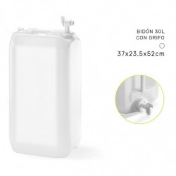 Tradineur - Bidón / Barril con Grifo dispensador de líquido - Capacidad de 30 Litros - Fabricado en PVC - Apto para uso Alimenta