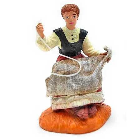 Tradineur - Figura de bordadora para belén navideño 8 cm, durexina, figura decorativa nacimiento, pesebre, navidad, decoración t Tradineur - Figura de bordadora para belén navideño 8 cm, durexina, figura decorativa nacimiento, pesebre, navidad, decoración t