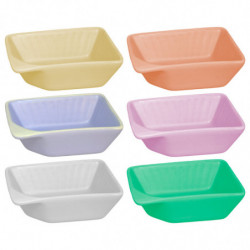 Tradineur - Pack de 6 Salseras rectangulares - Fabricado en Cerámica - Capacidad de 125 ml - Apto para uso alimentario, lavavaji