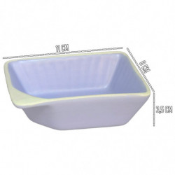 Tradineur - Pack de 6 Salseras rectangulares - Fabricado en Cerámica - Capacidad de 125 ml - Apto para uso alimentario, lavavaji