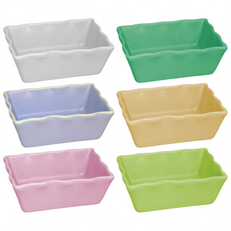 Tradineur - Pack de 6 Salseras rectangulares - Fabricado en Cerámica - Capacidad de 160 ml - Apto para uso alimentario, lavavaji