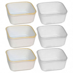 Tradineur - Pack de 6 Salseras Cuadradas - Fabricado en Cerámica - Capacidad de 150 ml - Apto para uso alimentario, lavavajillas