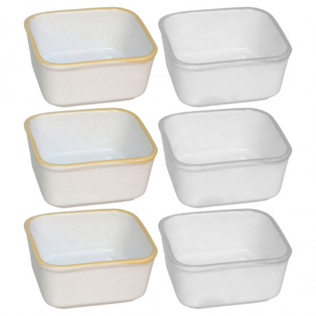 Tradineur - Pack de 6 Salseras Cuadradas - Fabricado en Cerámica - Capacidad de 150 ml - Apto para uso alimentario, lavavajillas