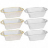 Tradineur - Pack de 6 Salseras rectangulares con asas - Fabricado en Cerámica - Capacidad de 125 ml - Apto para uso alimentario,