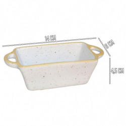 Tradineur - Pack de 6 Salseras rectangulares con asas - Fabricado en Cerámica - Capacidad de 125 ml - Apto para uso alimentario,