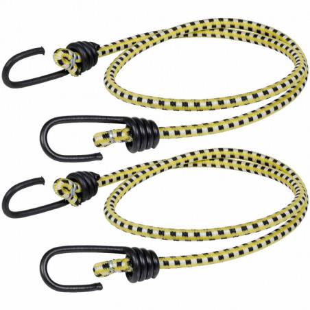 Tradineur - Pack de 2 Pulpos Elásticos trenzados con gancho de plástico - Longitud de 200 cm - Fabricado en goma y PVC - Ø 10 mm