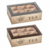 Tradineur - Caja de Madera para té Take a Little Time for Tea - 6 Compartimento - Tapa Superior de Cristal - 7,7 x 23 x 15 cm -