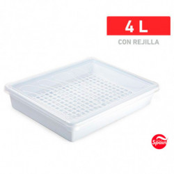 Tradineur - Bandeja con rejilla para frigorífico, fuente para la cocina, restaurante, bares, hostelería, 6,5 x 35 x 27,5 cm, col