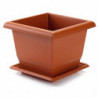 Tradineur - Maceta Cuadrada con plato "Terracota" - Fabricado en Plástico - Macetero apto para Exterior e Interior del hogar - 3