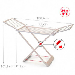 Tradineur - Tendedero plegable de resina con 20 metros espacio de tendido - Soporte para tender ropa, interior o exterior - 180