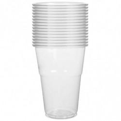 Tradineur - Pack de 100 vasos reutilizables de plástico, 100% reciclables, extra resistentes, higiénicos, apilables - 8,5 x 7 cm